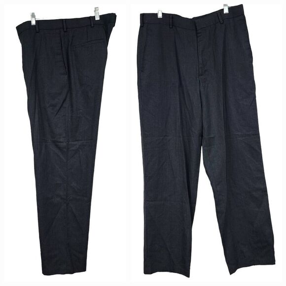 Dockers 34x32 Wool Blend Dress Pants Flat Front Relaxed Trouser Slacks Charcoal - Picture 1 of 8